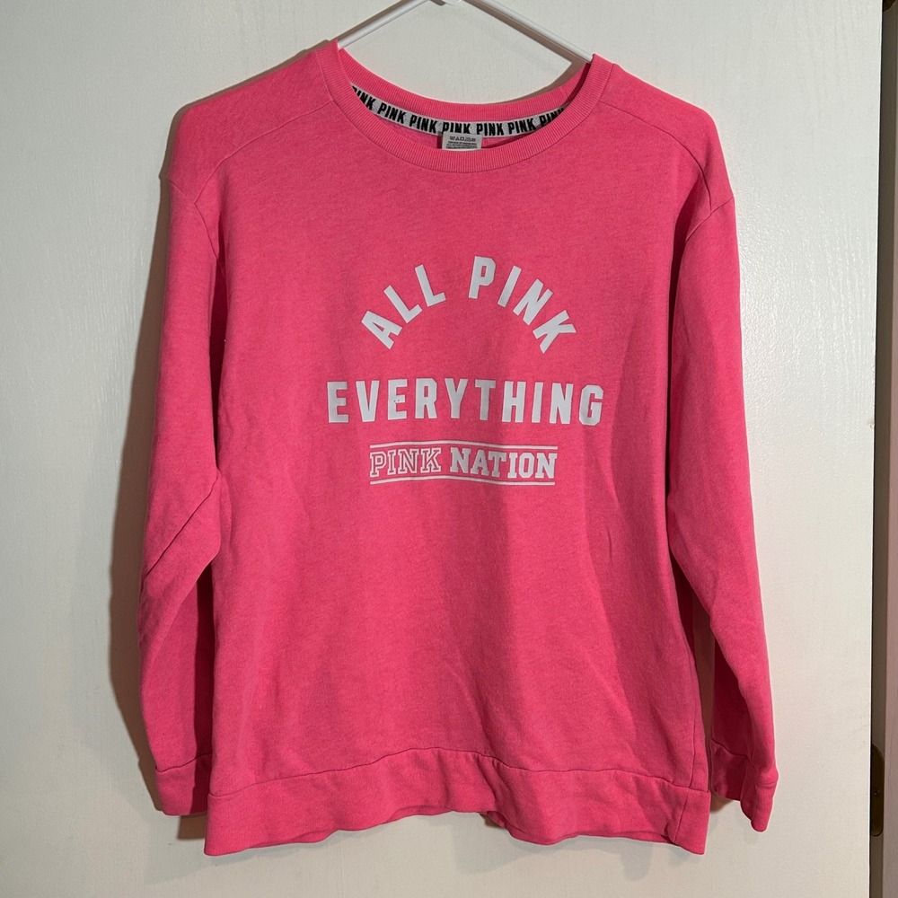Victoria's Secret PINK Nation All Pink Everything Sweatshirt Neon Pink XS